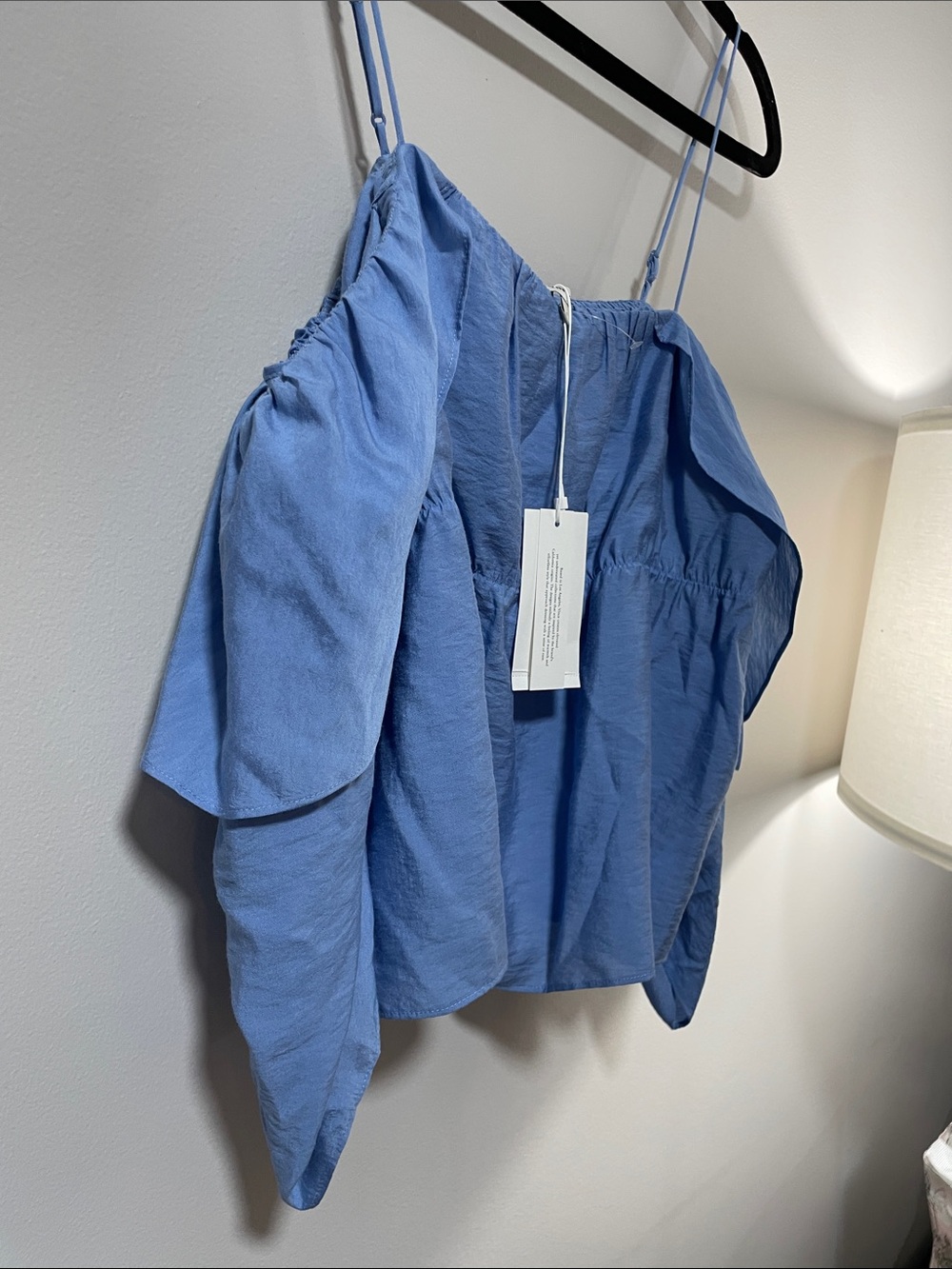 Vince Light Blue Off-Shoulder Ruffle Blouse - Picture 15 of 16